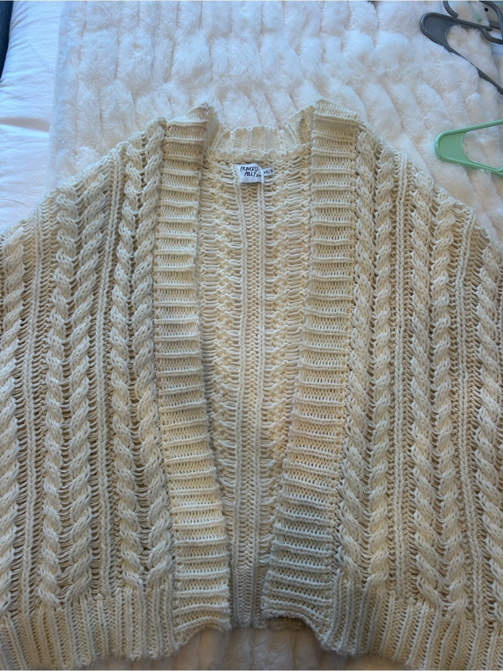 Princess Polly Cream Cable Knit Open Cardigan
